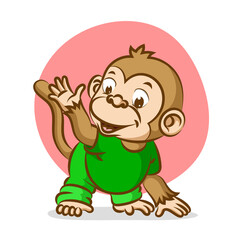 Obraz premium The baby monkey is trying to do the sport exercise