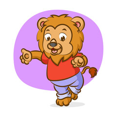 The big lion is doing the sport with the good condition