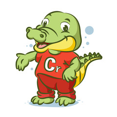 The crocodile with the red shirt with the alphabet C