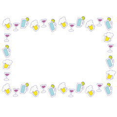 お酒　アルコール　グラス　ビール　ワイン　サワー　フレーム　枠