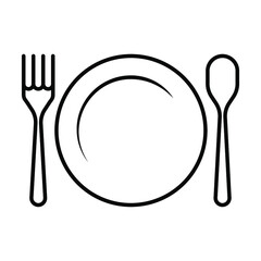 restaurant icon, cutlery, kitchen utensil, fork and spoon vector