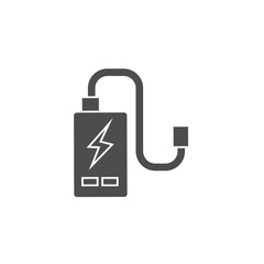 power cell storage battery or portable charger black solid icon vector illustration