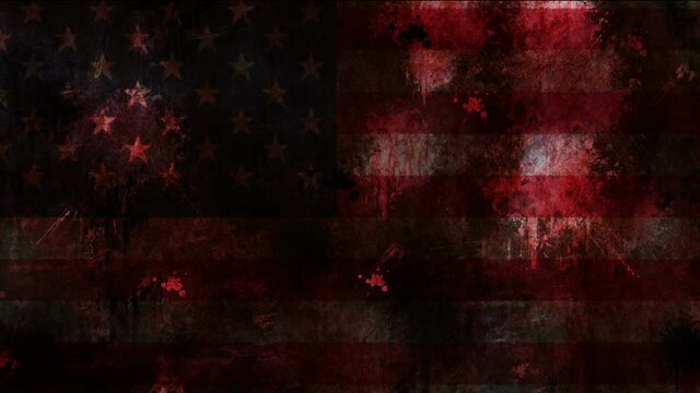 USA flag on grunge bloody background