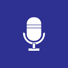 microphone flat solid icon for podcast, radio or sound record sign symbol vector illustration