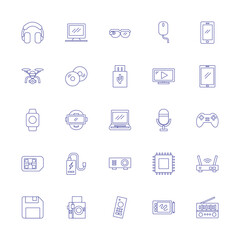 multimedia icon set with outline line style. technology device sign symbol vector illustration
