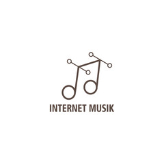 Music symbol logo simple line illustration internet design template vector