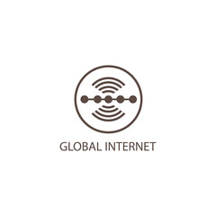 internet circle logo illustration global outline design vector template