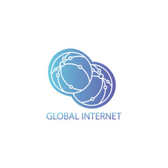 internet logo circle outline color illustration globe design template vector