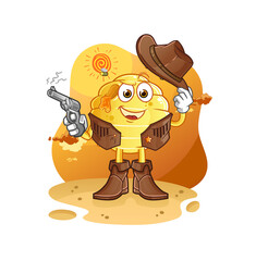 honeycomb cowboy with gun character vector