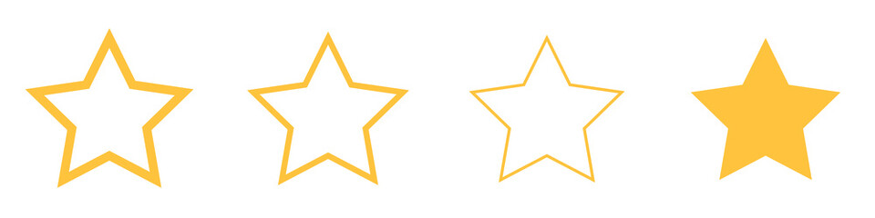 Estrella diferentes diseños. Conjunto de iconos de estrella aislados en fondo blanco