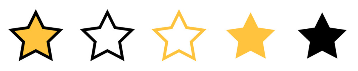 Estrella diferentes diseños. Conjunto de iconos de estrella aislados en fondo blanco