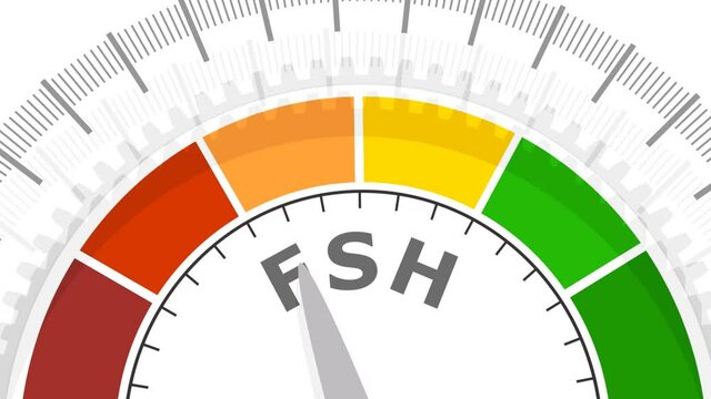 Gradient Scale. Follicle Stimulating Hormone Level Measuring Device Icon. Sign Tachometer, Speedometer, Indicators. Infographic Gauge Element. 3D Rendering.