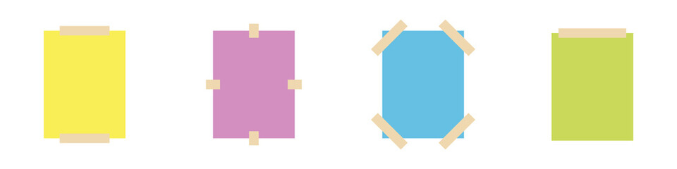 Papel de nota. Papel de borrador en blanco de diferentes estilos y colores. Ilustración de vector