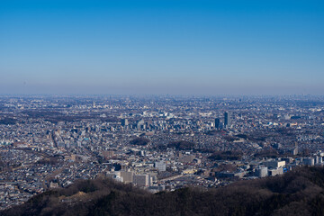City scape of West Tokyo seen from Mt. Takao