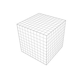 perspective cube grid, 3d illustration isolated on white background