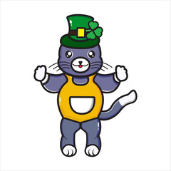 the cat with the saint patrick hat vector design eps 10