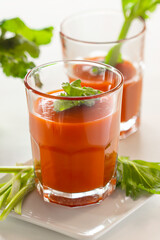 Fresh tomato juice with celery