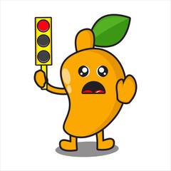 cute mango fruit with red traffic lights vector design eps 10