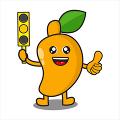 cute mango fruit with yellow traffic lights vector design eps 10