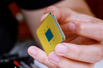 Process of connecting the CPU to the processor socket on a modern computer motherboard