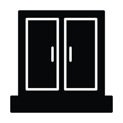 wooden door window icon vector