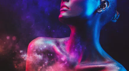 Foto auf Acrylglas Frauen Frau im kosmischen Staub