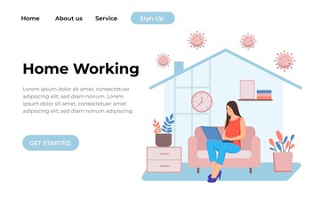 Unique Modern flat design concept of Home Working for website and mobile website. Landing page template. Easy to edit and customize. Vector illustration