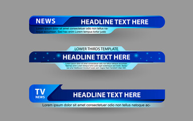 Obraz premium Set collection vector of Broadcast News Lower Thirds Template layout design banner for bar Headline news title, sport game in Television, Video and Media 