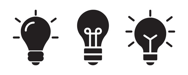 Light bulb, idea lam, effective thinking icon set. Vector graphic illustration. Suitable for website design, logo, app, template, and ui. 