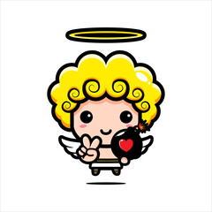 cute cupid character designs bring love bombs