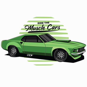 American Muscle Car Cartoon Vector Isolated