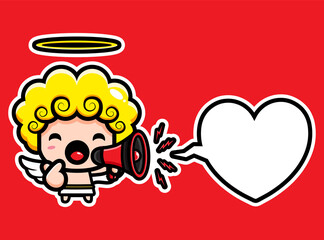 cute cupid character design wearing megaphone