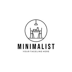 minimalist furniture line art logo vector illustration design