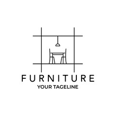 furniture line art logo vector illustration design minimalist