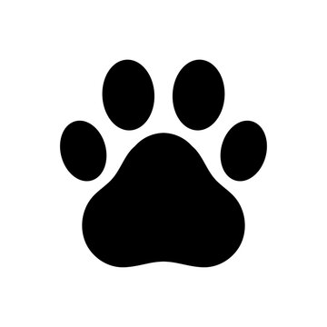 Dog and cat paw print vector icon. Paw of an animal, canine footprints. Traces of dog paws, dog paws. Trace of the cat, imprint of a tiger's track or lion.