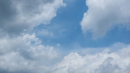 Blue sky with clouds. Nature backgrounds. heaven, Light, Ethereal. Stock Photo.