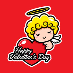 cute cupid character designs hugging hearts