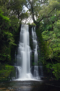 McLean falls. Te Catlins, New Zealand. Long exposure photography