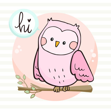 Cute owl with good night greeting card vector design illustration