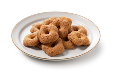Japanese baked goods placed on a white background. Sobaboro