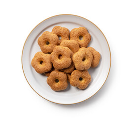 Japanese baked goods placed on a white background. Sobaboro