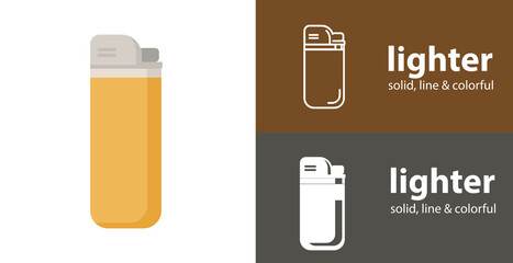 lighter for smoke isolated vector flat icon with smoking solid, line icons