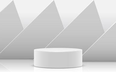 white podium in the white studio room	
