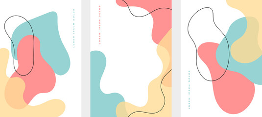 set of minimalist hand drawn fluid shapes background