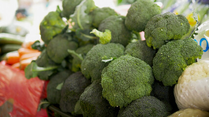 Fresh broccoli in farmer market