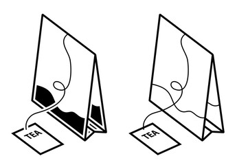 classic form tea bag icon. Festive tea party. Black and white vector