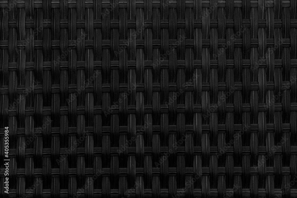 Wall mural Black woven rattan wall pattern and seamless background