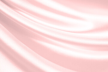 Pink silk satin background. Soft wavy folds on the fabric. Wedding, anniversary, valentine, love,...