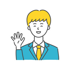 Young man saying good bye or hello