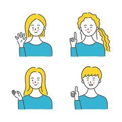 Set of woman, various expressions